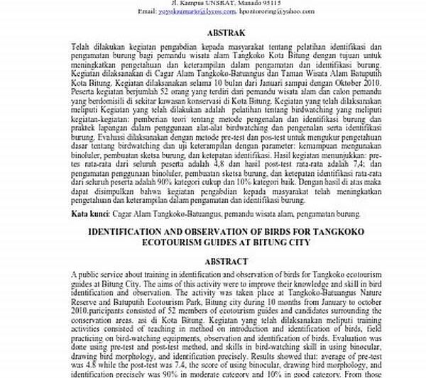 Pengamatan Burung Langka Tangkoko